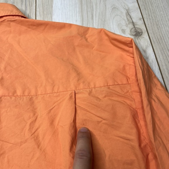 FRANKIE SHOP Lui Organic Cotton Button Up Shirt Womens Size Large Coral Orange - Picture 10 of 12